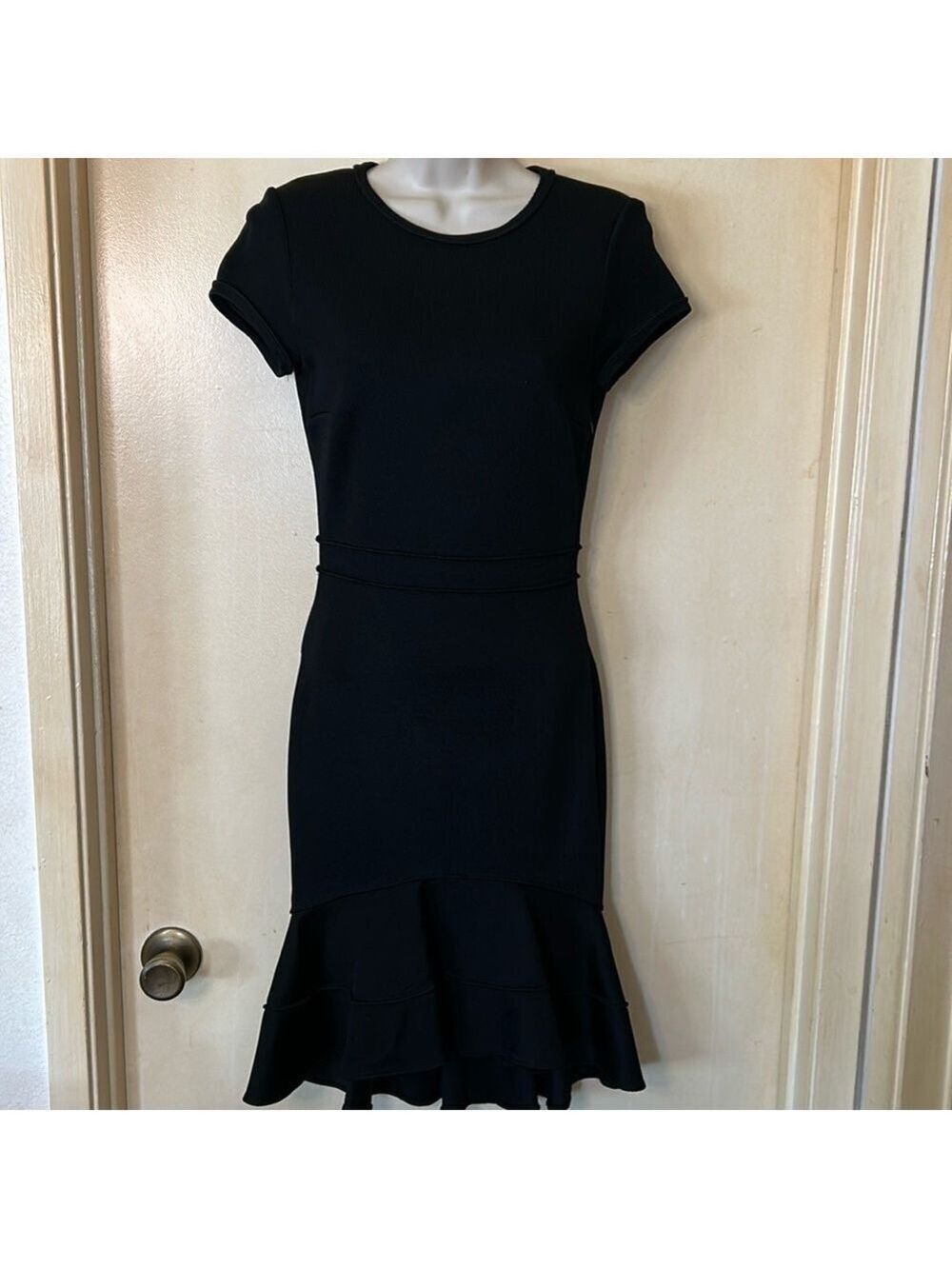 ZARA Women's Black Mermaid Flare Ribbed Bodycon Dress Size S